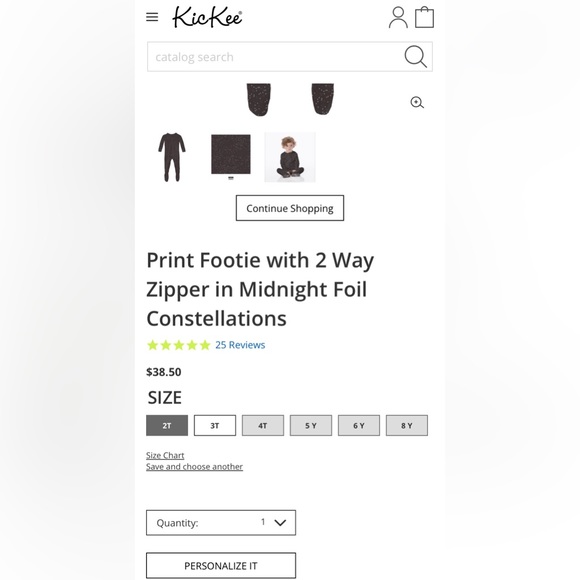 New! KicKee Pants Print Footie 2Way Zipper in Midnight Foil Constellations 12-18 - Picture 5 of 6